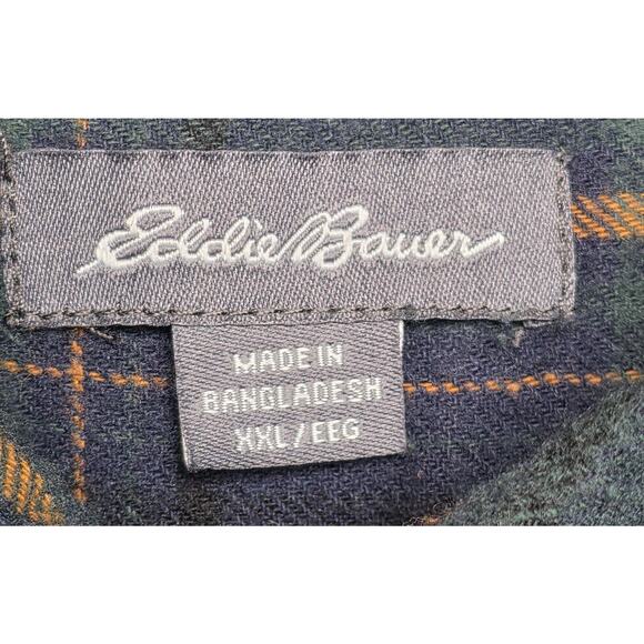 Eddie Bauer Bristol Flannel Shirt Long Sleeve Bayleaf Plaid Mens 2X Soft Relaxed - Picture 2 of 7